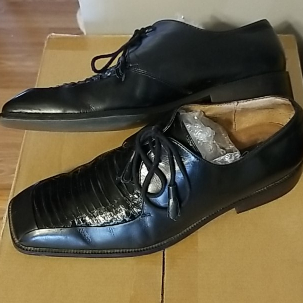 [GIORGIO BRUTINI] Men's Snakeskin Black Dress Shoe